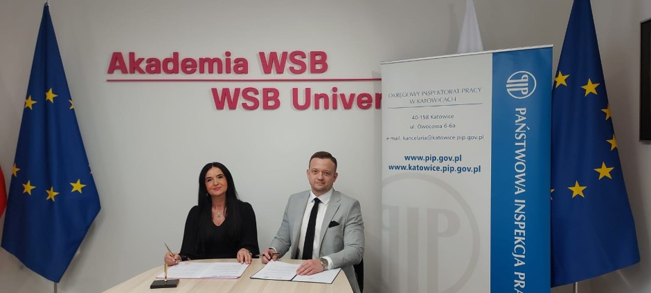 podpisanie porozumienia przez Rektor WSB i Okręgowego Inspektora Pracy w Katowicach
