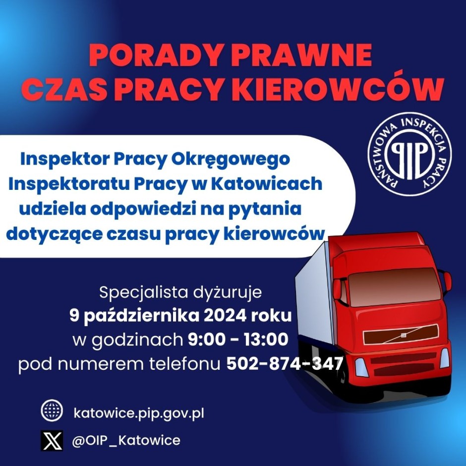 Dyżur telefoniczny na temat czasu pracy kierowców 09.10.2024 r.