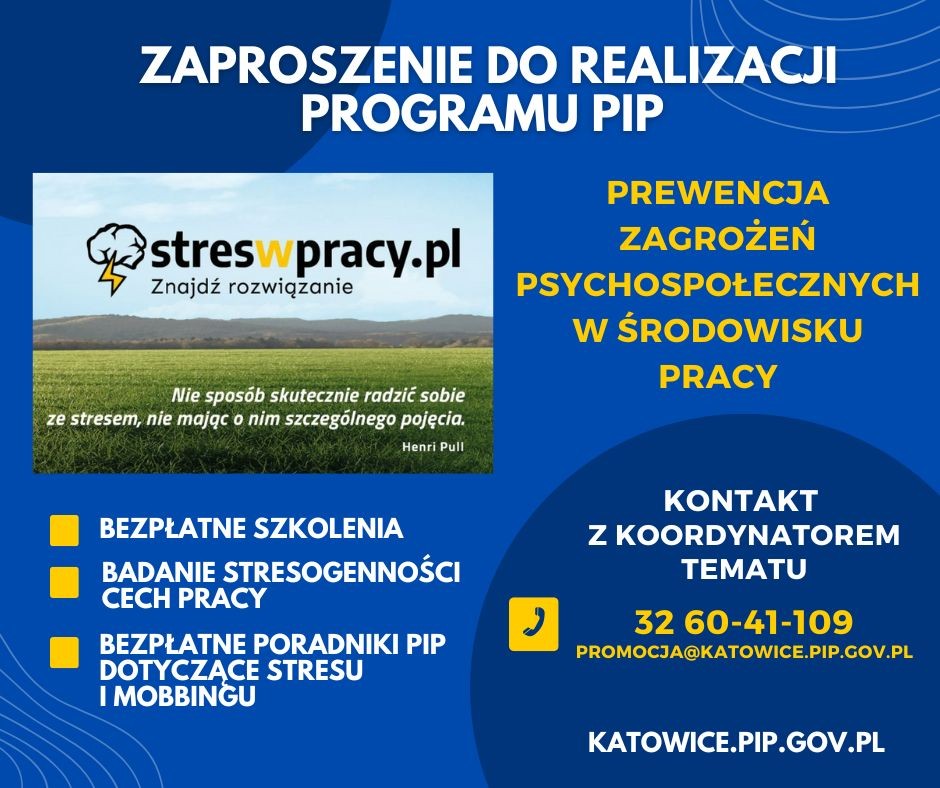 Zaproszenie do udziału w programie profilaktycznym „Prewencja zagrożeń psychospołecznych w środowisku pracy”