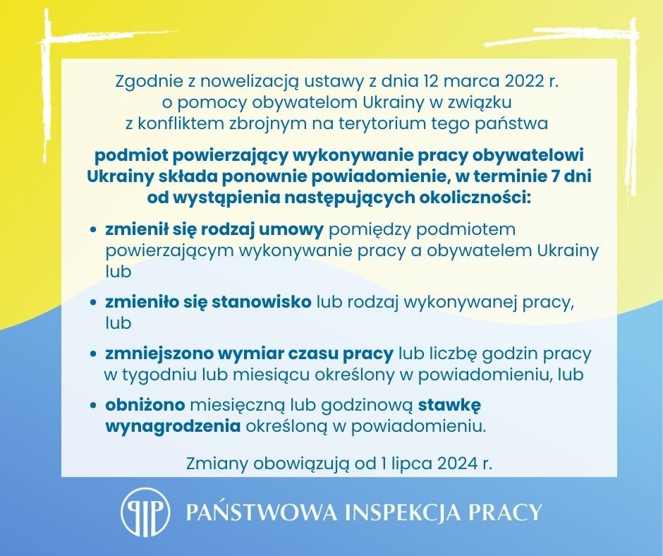 Informacja o nowelizacji ustawy o pomocy obywatelom Ukrainy